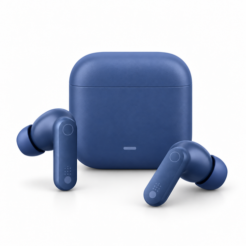 CMF Buds 2 Plus blue earbuds and case
