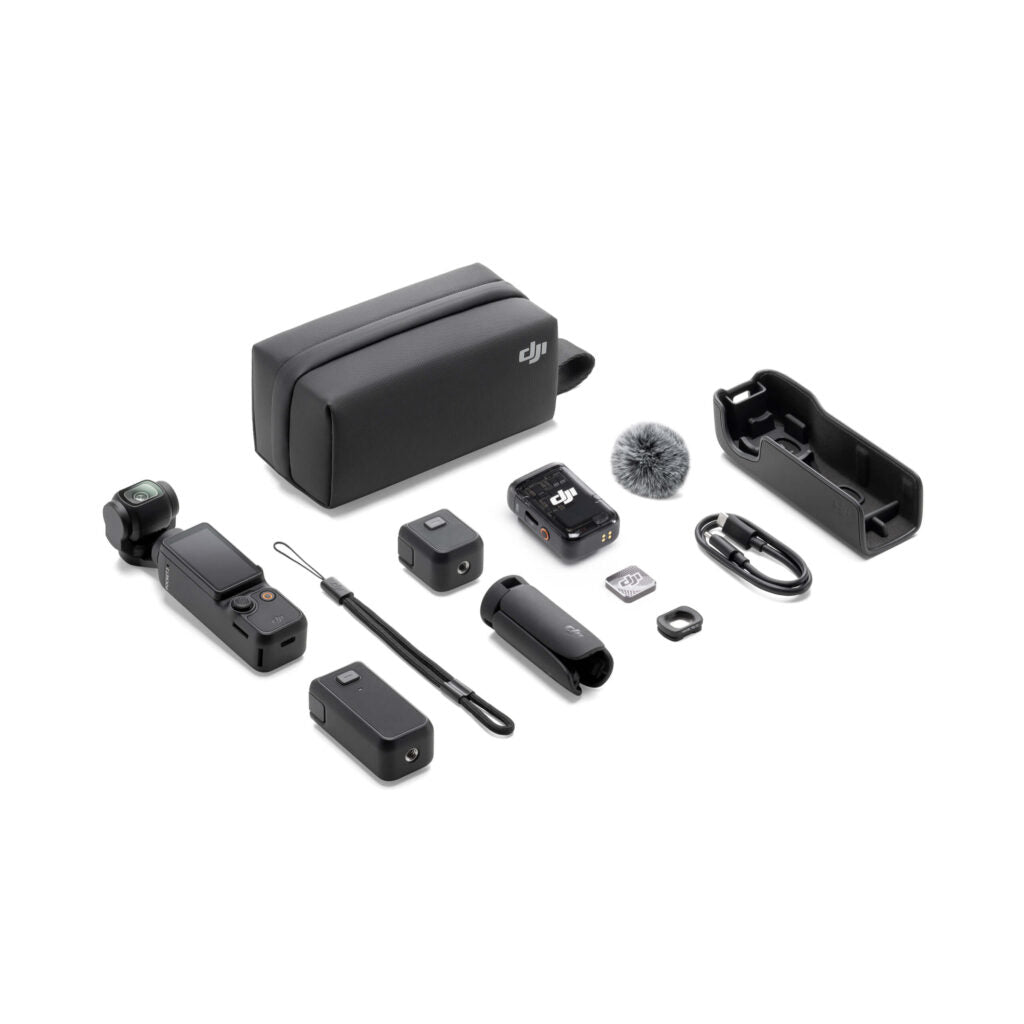DJI Osmo Pocket 3 Creator Combo full accessories on white background