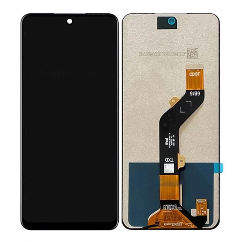 Infinix Hot 20 Play LCD screen assembly with flex cable on white background