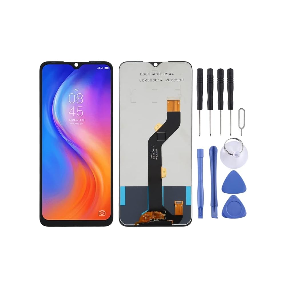 Infinix Hot 20 LCD screen assembly with flex cable on white background