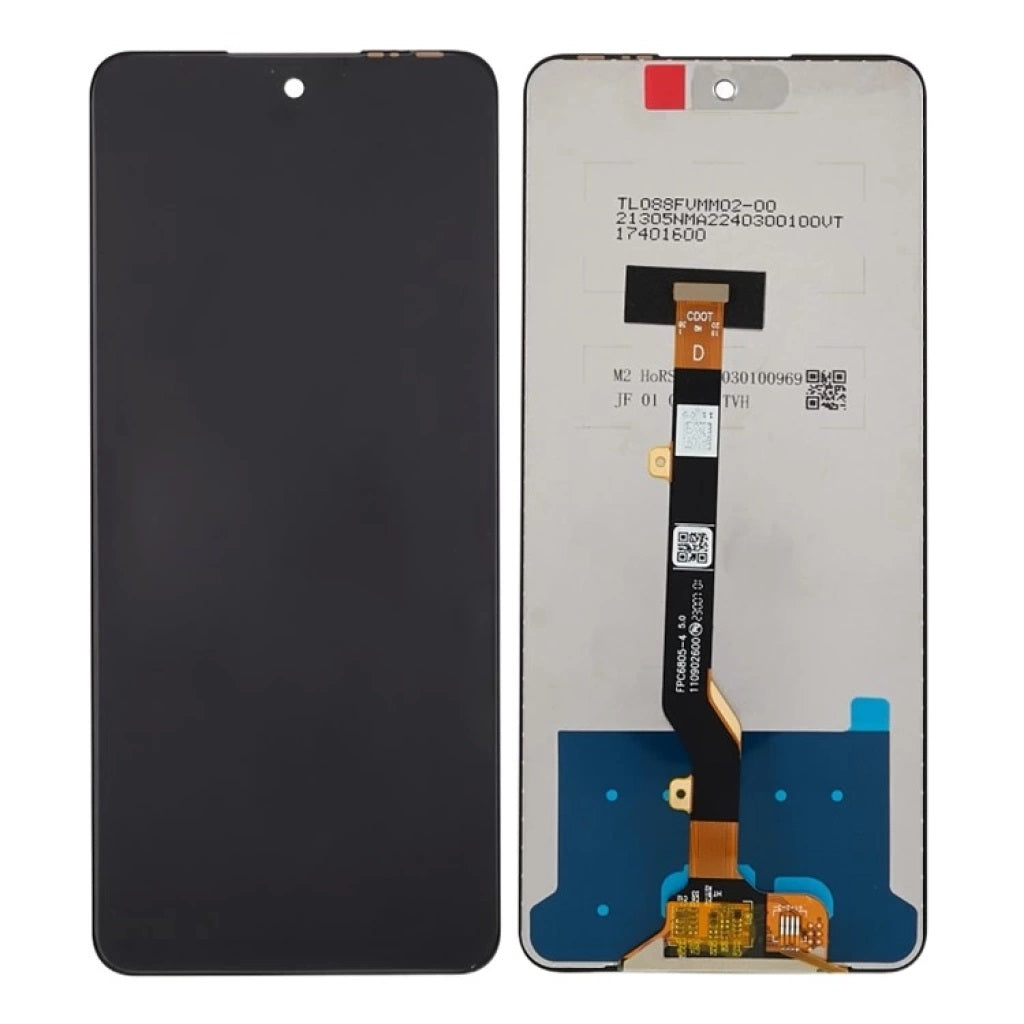 Infinix Hot 30 LCD screen assembly with flex cable on white background