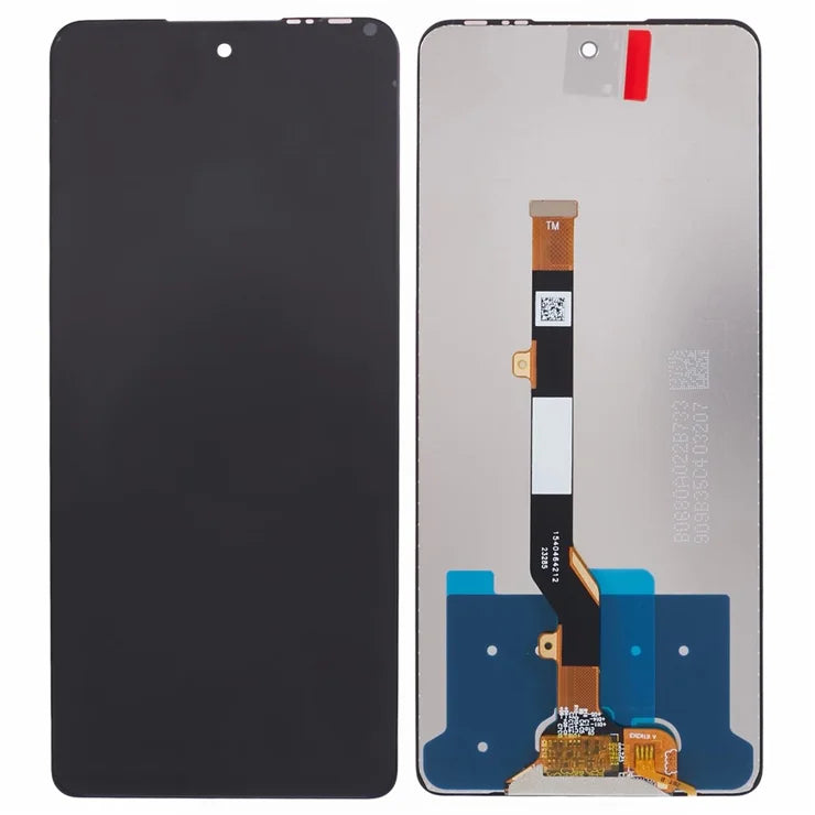Infinix Hot 40 Pro LCD screen assembly with flex cable on white background