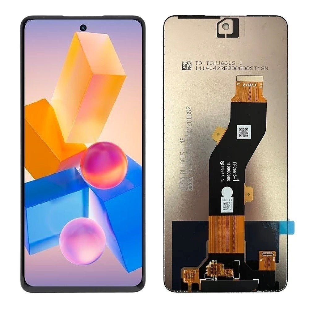 Infinix Hot 40i LCD screen assembly with flex cable on white background