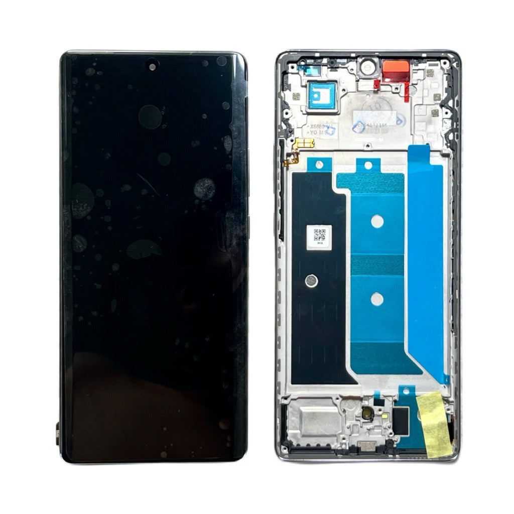 Infinix Hot 50 Pro Plus مع فريم LCD screen assembly with flex cable on white background