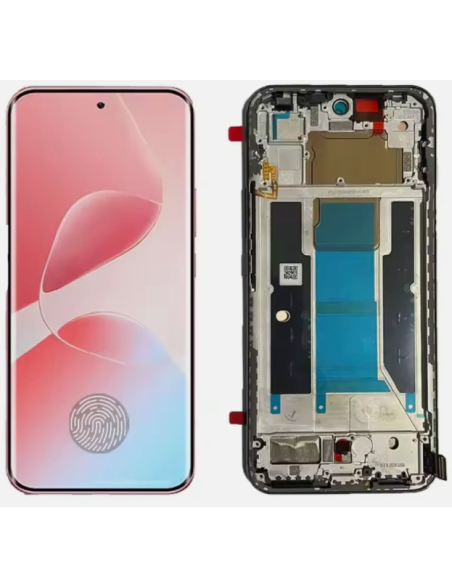 Infinix Hot 60 Pro Plus مع فريم LCD screen assembly with flex cable on white background