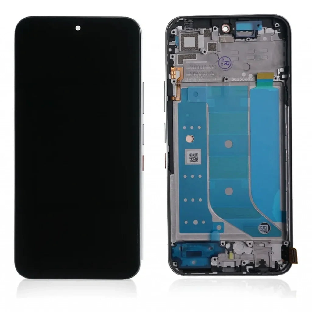 Infinix Hot 60 Pro مع فريم LCD screen assembly with flex cable on white background