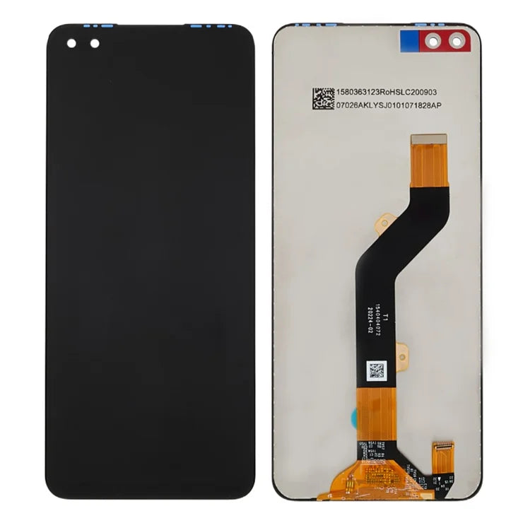 Infinix Note 8 LCD screen assembly with flex cable on white background