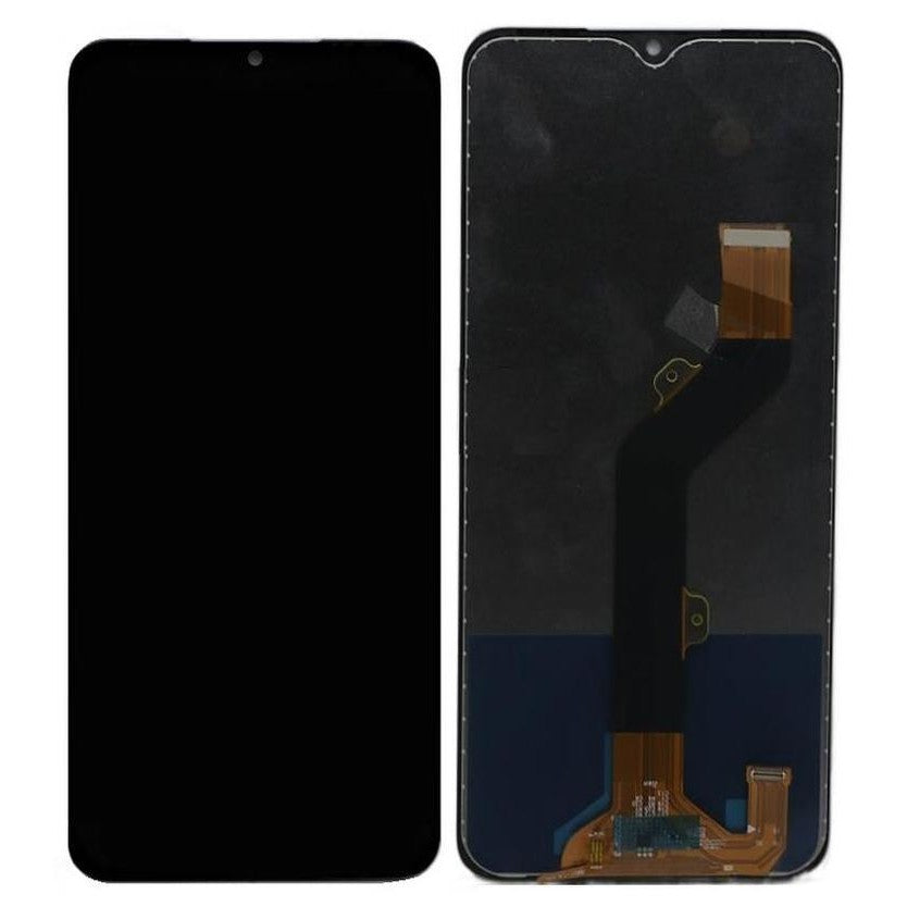 Infinix Smart 6 Plus LCD screen assembly with flex cable on white background