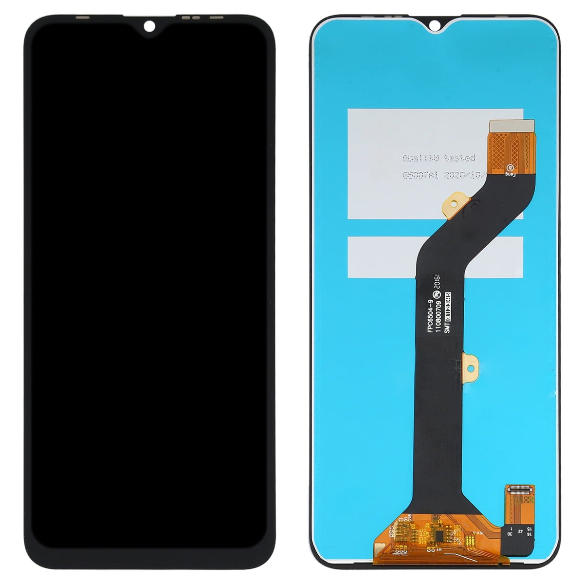 Infinix Smart 6 LCD screen assembly with flex cable on white background