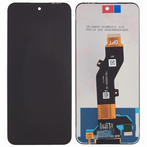Infinix Smart 7 HD LCD screen assembly with flex cable on white background