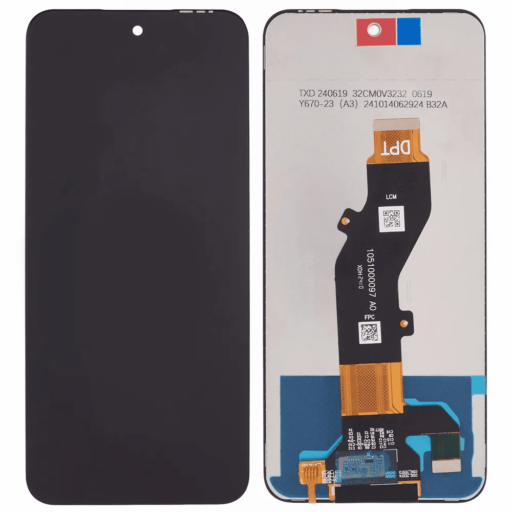 Infinix Smart 9 LCD screen assembly with flex cable on white background