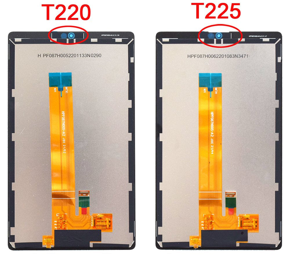 Samsung Galaxy Tab A7 Lite T220 T225 internal replacement part with visible flex cable on clean background
