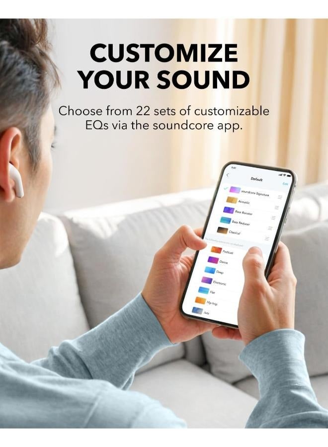 Soundcore K20i white semi-in-ear earbuds