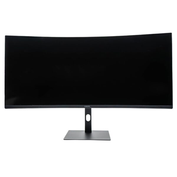 Xiaomi G34WQi curved gaming monitor angled view on white background