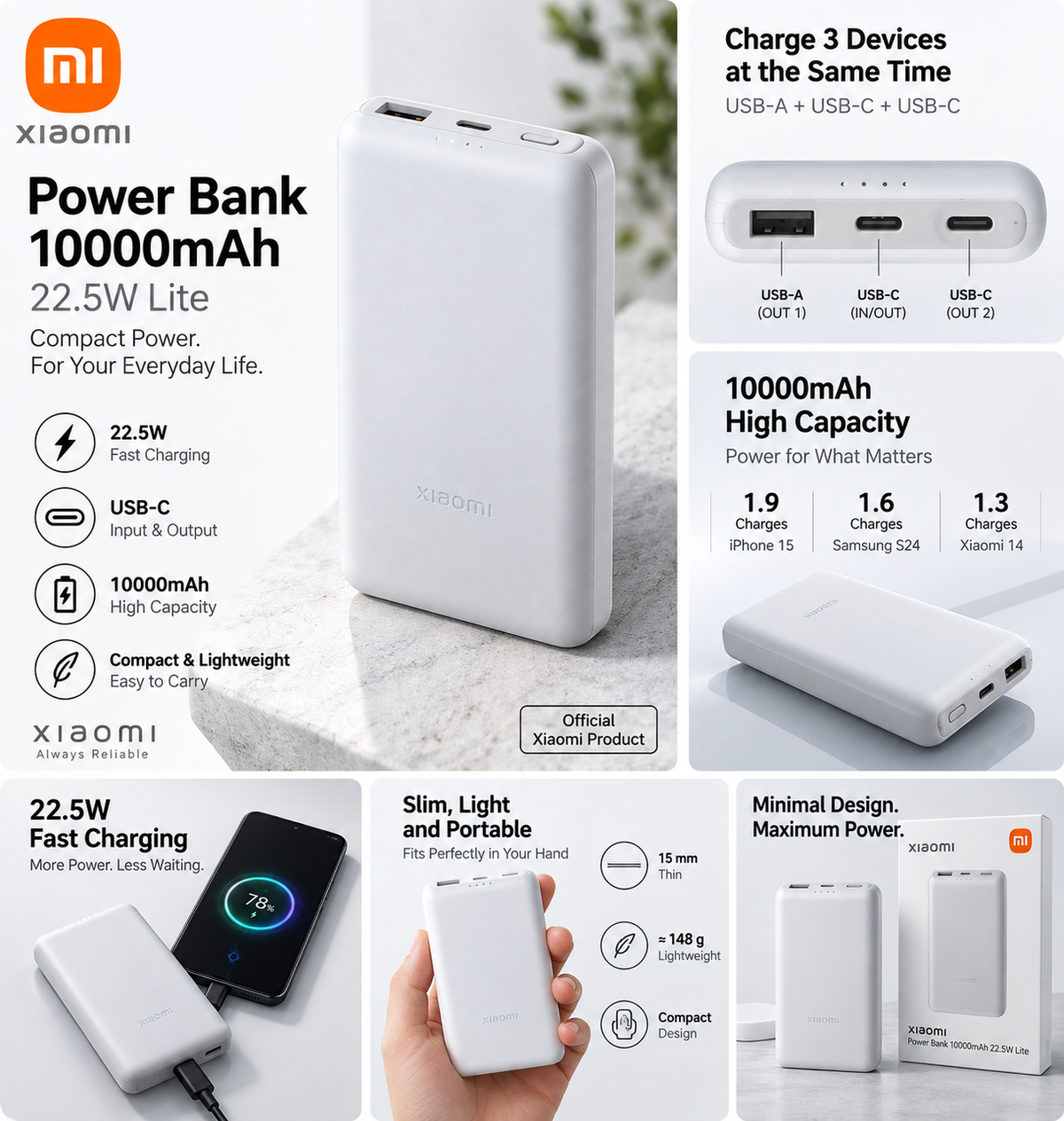 Xiaomi Power Bank 10000mAh 22.5W Lite - professional product image